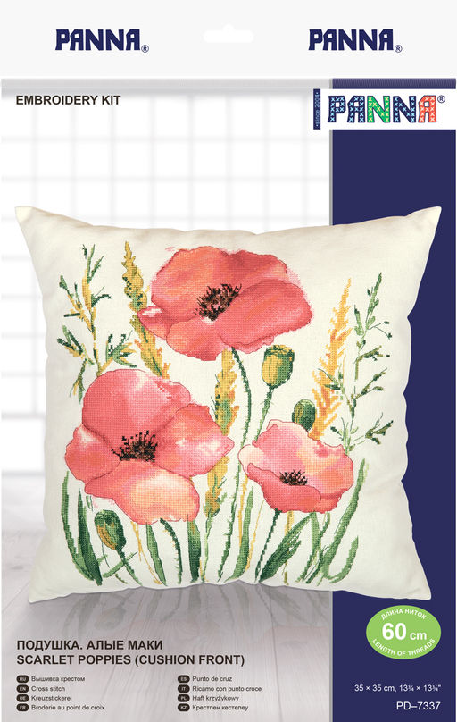 Набор для вышивания PANNA PD-7337 Подушка. Алые маки 35 х 35 см