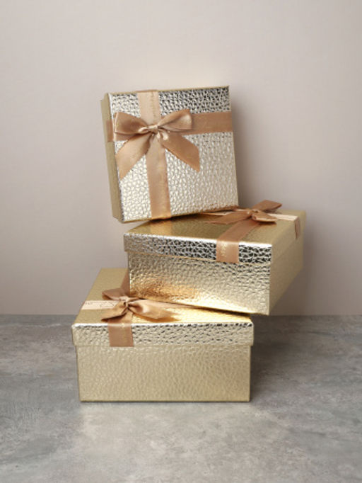 Коробка подарочная квадратная 3 штуки 19х19 см / 3403-A22-Z /уп 36/золото - ГалеонТрейд фото 2