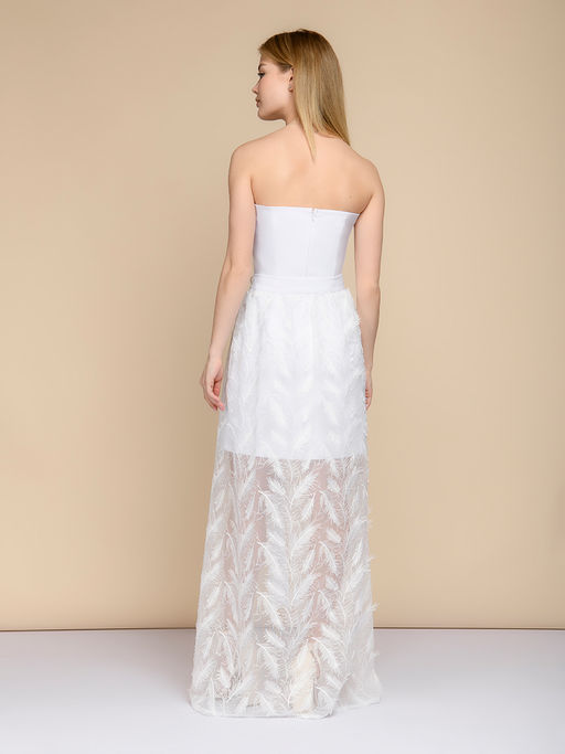 Платье-бюстье белое со съемной фатиновой юбкой - 1001dress фото 3