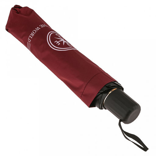 Зонт механический "Роза ветров" ткань эпонж (полиэстер) + черное УФ-покрытие, 10 лучей, д/купола 108см h68см, 3 сложения, 28см в сложенном виде, механизм против ветра, ручка с покрытием "soft-touch", цвет бордовый, 370гр (Китай)