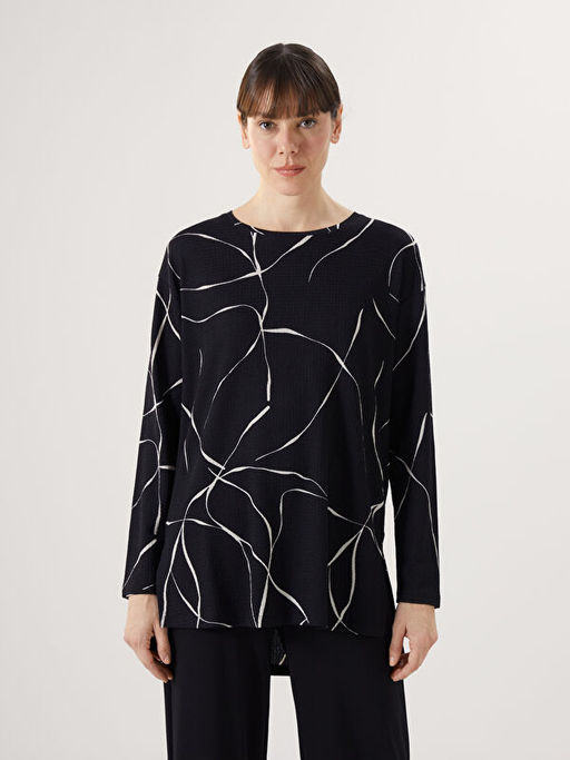 Bisiklet Yaka Desenli Kad?n Bluz