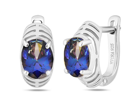 Серьги, мистик кварц синий, Шарлотта