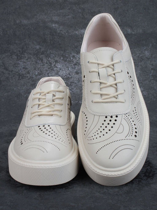 05-PDD166-1 BEIGE Кроссовки женские (натуральная кожа)