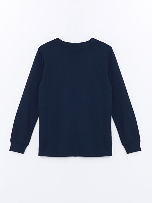 Bisiklet Yaka Bask?l? Uzun Kollu Erkek ?ocuk Ti??rt