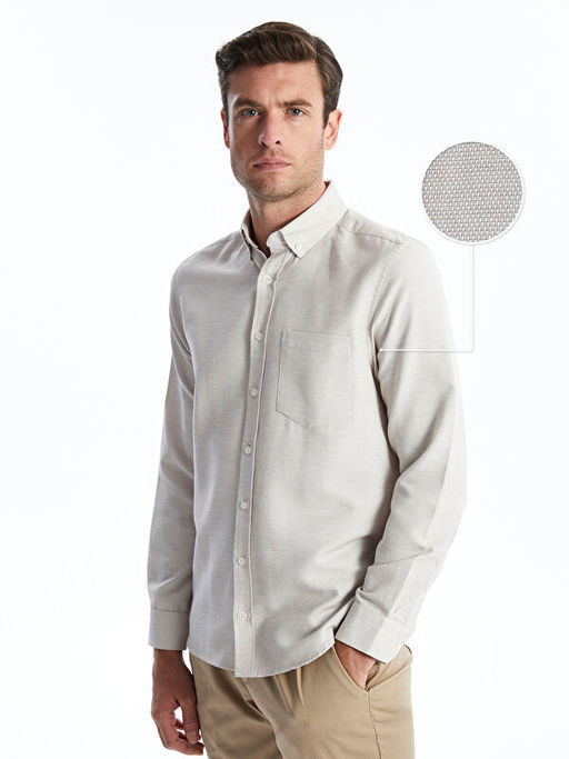 Regular Fit Uzun Kollu Arm?rl? Erkek Dokulu G?mlek