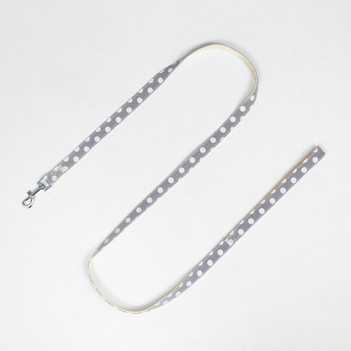 Комплект с мягкой шлейкой Горох, размер М, поводок 120 х 1,5 см, ОГ 34-66 см, серый - Пижон фото 9