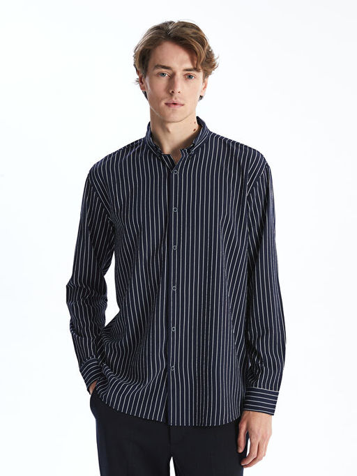 Regular Fit Uzun Kollu ?izgili Erkek G?mlek