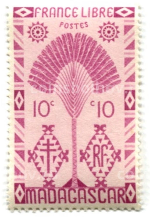 Марка 10 сантим 1943 года Мадагаскар