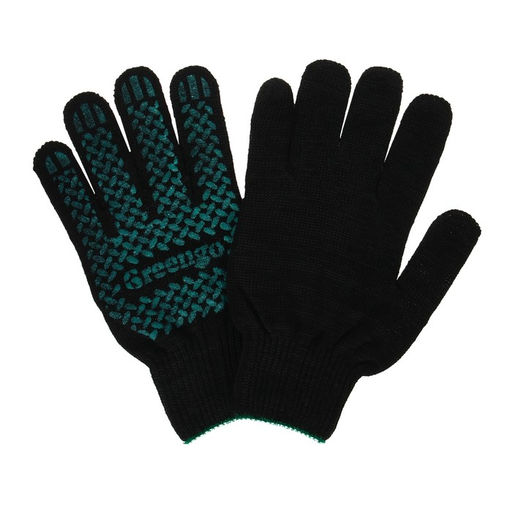 Цена за 10 шт. Перчатки садовые, хб, вязка 10 класс, 6 нитей, размер 9, с ПВХ точками, чёрные, Greengo