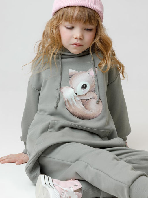 КР 302165/хаки 6206 к663 джемпер (худи) для дев - Crockid фото 3