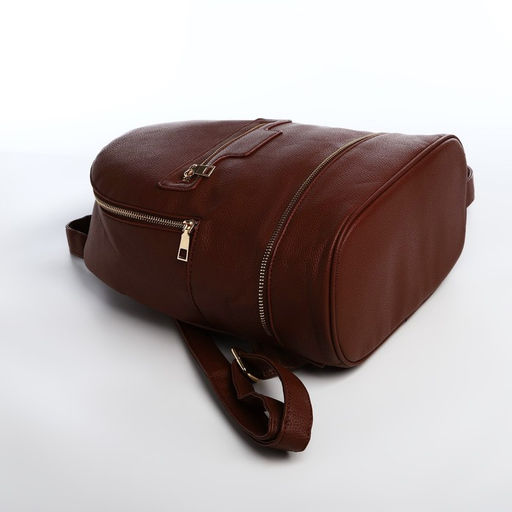 Рюкзак женский на молнии, с карманом, размер 27×13.5×33 см, коричневый