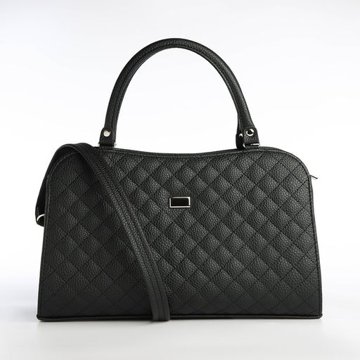 Сумка женская тоут на молнии, 31×10×20 см, однотонная, со стёжкой, чёрная