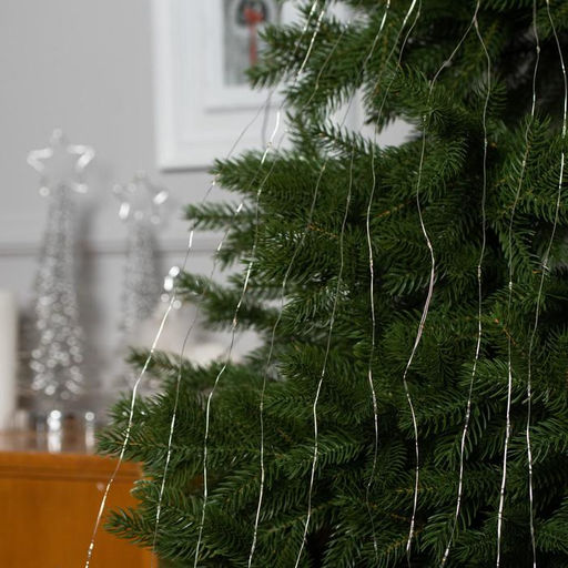 Гирлянда Конский хвост 10 нитей по 1 м, IP20, серебристая нить, 100 LED, 2 режима, батарейки AAх3 (нет в комплекте), свечение мульти - Luazon lighting фото 3