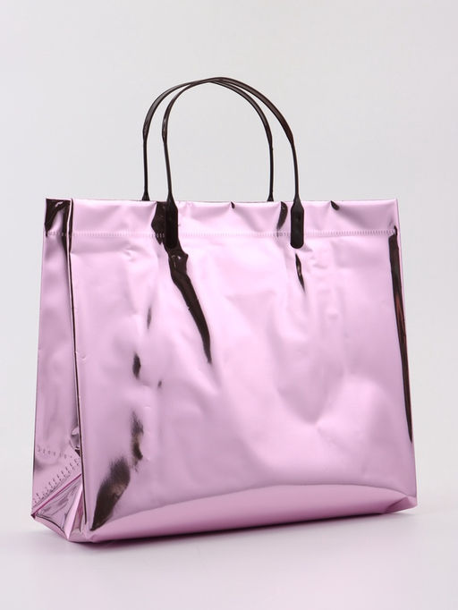 Пакет подарочный ПВХ, голография, розовый, пластиковая ручка, 26×22.5×10 см