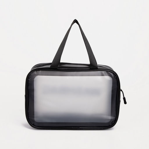 Косметичка-сумка на молнии для бассейна, большая, с ручками, с принтом Washbag, чёрная - Simaland фото 2