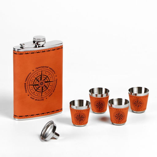 Подарочный набор 6 в 1 Компас: фляжка 270 мл, 4 стопки 30 мл, воронка - Simaland фото 2