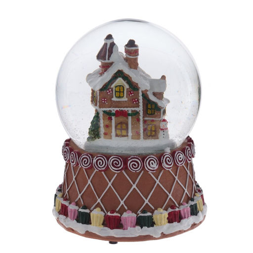 Фигурка декор в стекл шаре "Пряник" (подсв, муз, вьюга, AAAх3 н/п), D 9.5 см, L10,5 W10,5 H15 см