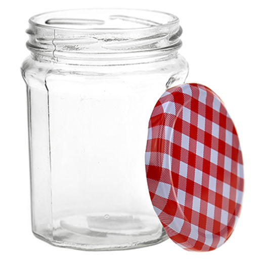 Банка стеклянная с винтовой крышкой "Грани" 0,45л, h11,5см, цветная, металлическая крышка, диаметр горла - 6,8см, диаметр основания-7,5см (Китай)