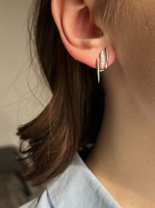 Серьги с куб.цирконием - Серебряные крылья фото 2