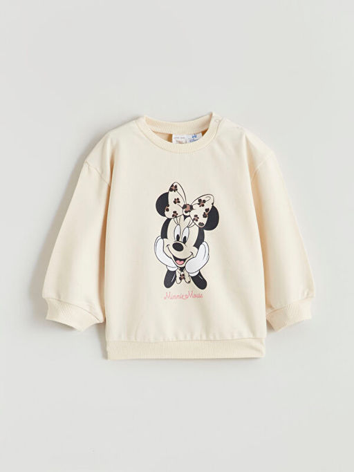 Minnie Mouse Bask?l? K?z Bebek Sweatshirt ve Tayt