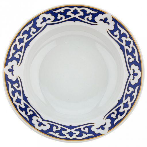 Тарелка глубокая фарфоровая Синяя пахта д240мм, 500мл, h45мм, гладкий край (Россия)