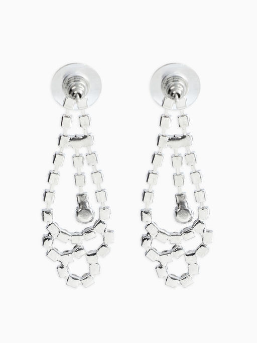 Набор 2 пред-а: серьги, колье со стразами "Лёд" паутина, d=13,5см, цвет белый в серебре