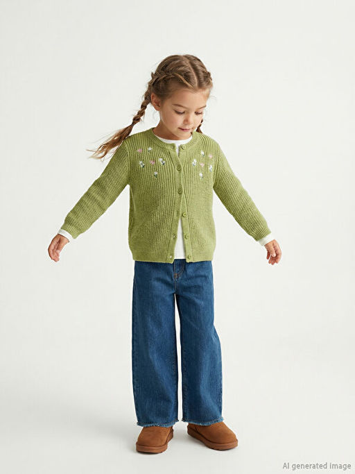 ?i?ek Nak??l? K?z ?ocuk Triko H?rka