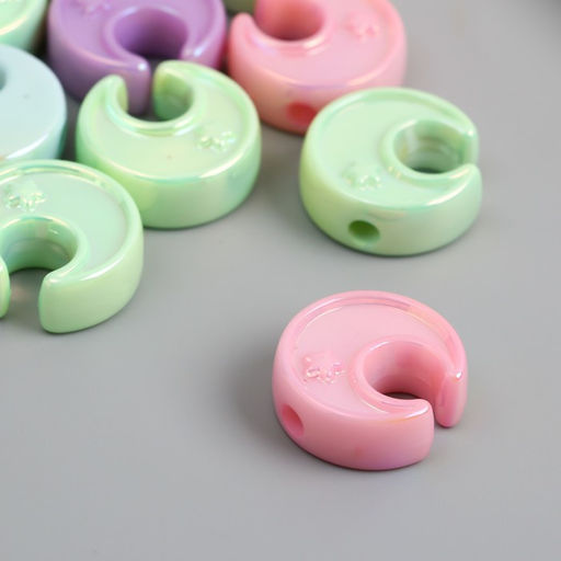 Цена за 10 шт. Бусина для творчества пластик «Месяц. Перламутровый глянец», 0.8×2.3×2.3 см, МИКС