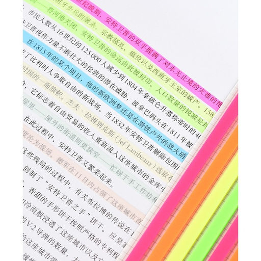 Блок-закладка с липким краем, 4 цвета, 8 блоков по 20 штук, 145×5 мм, флуоресцентные, пластиковые