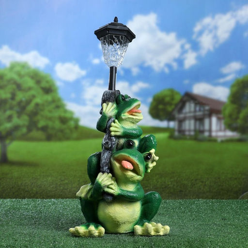 Садовая фигура - фонарь из полистоуна Лягушата с фонарём, h=50 см - Хорошие сувениры фото 3