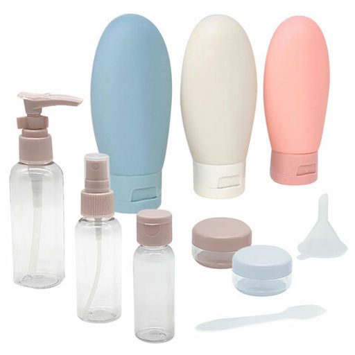 Дорожный набор флаконов в косметичке, 8 флаконов (80 мл / 3х60 мл / 50 мл / 30 мл / 2х10 мл), DASWERK,