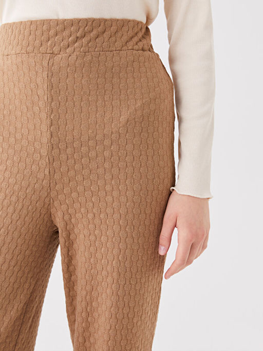 Beli Lastikli Rahat Kal?p Kendinden Desenli Kad?n Pantolon