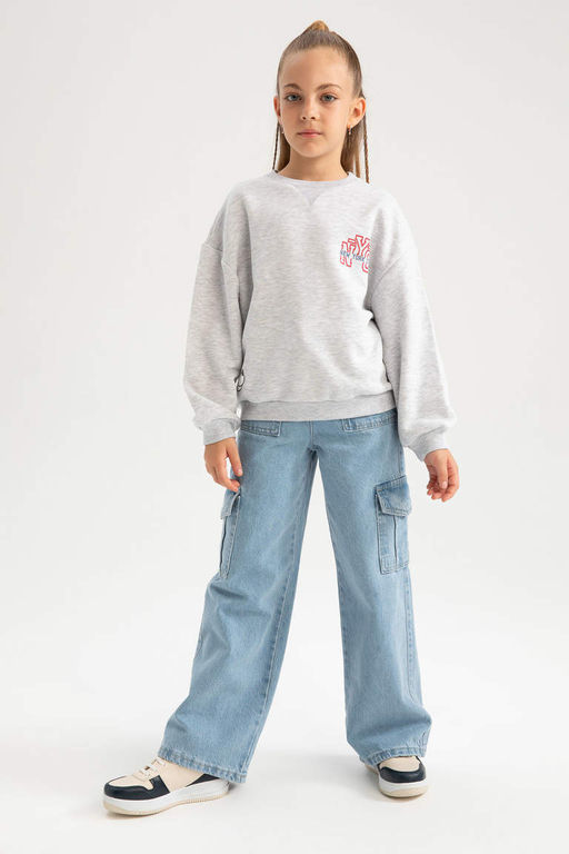 Толстовка оверсайз с круглым вырезом для девочек Disney Mickey & Minnie - Defacto фото 3