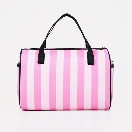 Сумка спортивная на молнии, 2 наружных кармана, длинный ремень, цвет розовый/белый - Simaland фото 3