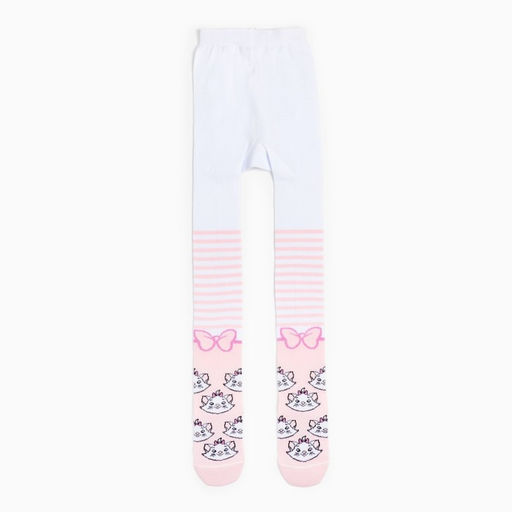 Колготки детские «Мари», Коты аристократы, рост 116-122 см, цвет белый/розовый