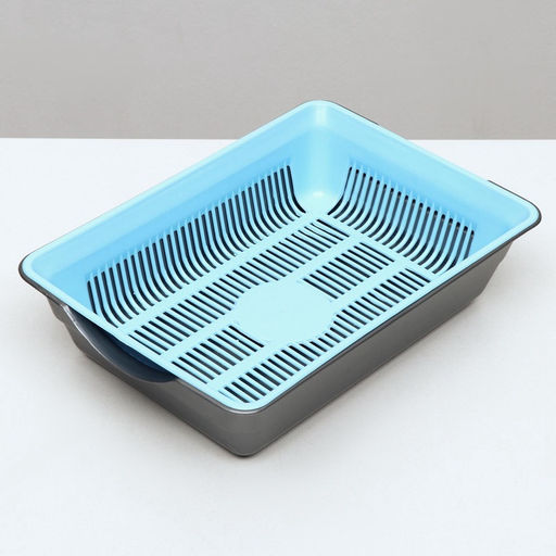 Туалет глубокий с сеткой 36×25×9 см, голубой/серый