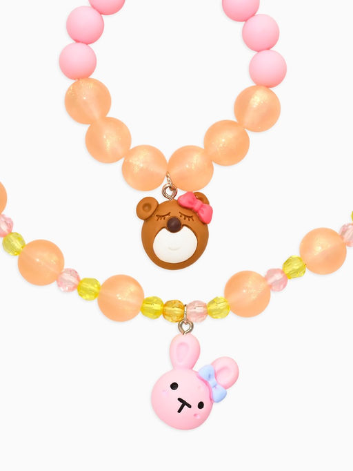 Набор детский «Выбражулька. Мишка и заяц», 2 предмета: бусы, браслет, разноцветный