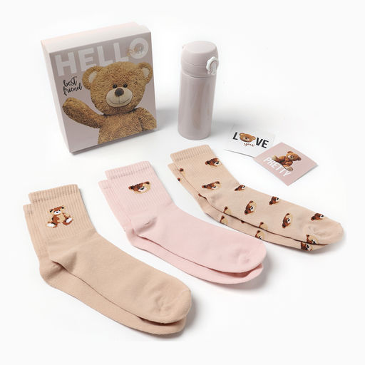 Подарочный набор KAFTAN Hello: термос и носки 3 пары, размер 36-37 (22-24 см)