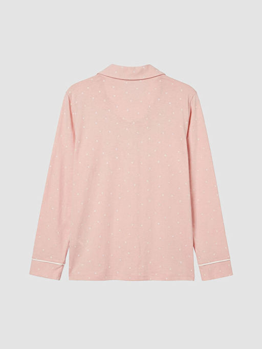 G?mlek Yaka Kalp Bask?l? Kad?n Pijama Tak?m?