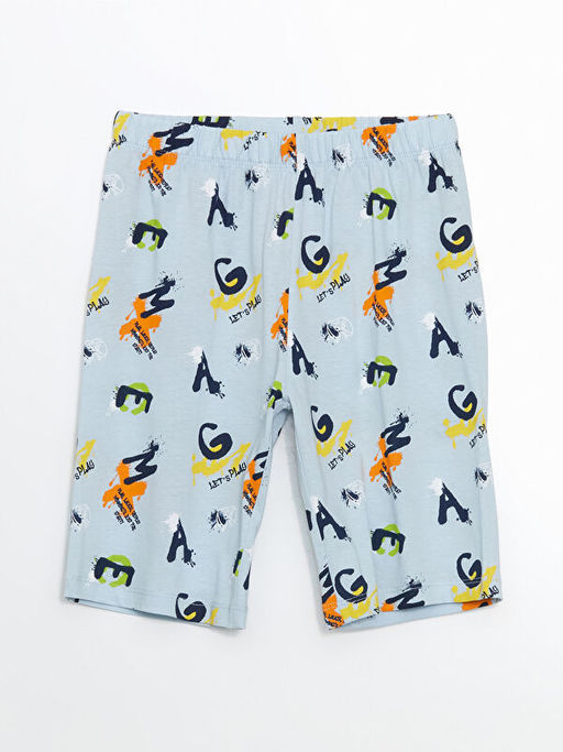 Bisiklet Yaka Erkek ?ocuk ?ortlu Pijama Tak?m? 2li