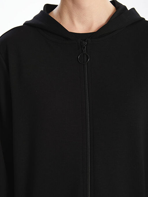 Kap??onlu Oversize Kad?n Fermuarl? Sweatshirt