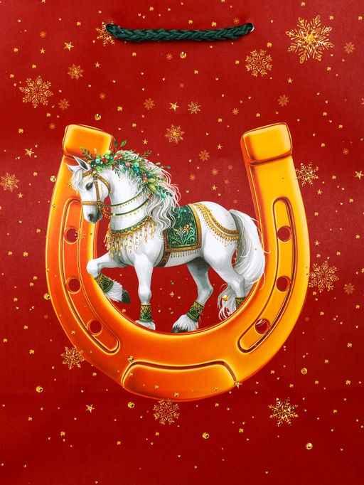 Пакет подарочный новогодний ламинированный, «Подкова», 18×10×22.3 см