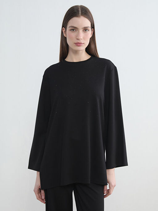 Ta?l? Soft Touch Oversize Kad?n Sweatshirt Tunik