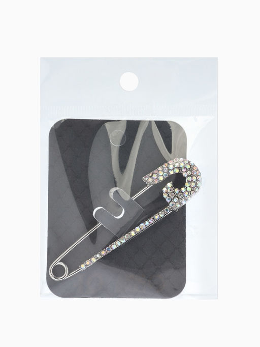 Булавка «Вензель» L=7 см, радужная в серебре