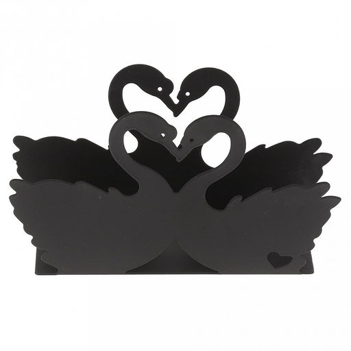 Салфетница металлическая, окрашенная Лебеди 15,7х5см h9,2см, цвет - черный матовый (Китай) - Домашняя мода фото 3