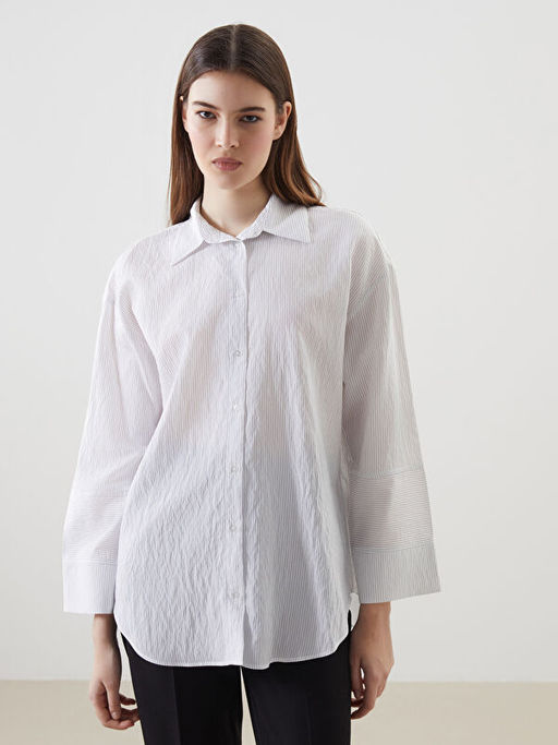 ?izgili Oversize Kad?n G?mlek Tunik