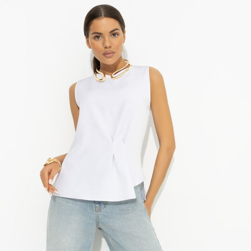 Блуза с декоративными защипами Счастье с тобой (белая) - Charutti фото 4