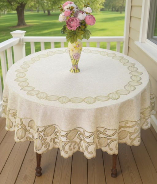 Скатерть арт. 240233/180/3, круглая, D=180 см, цвет кремово-золотистый - Firanka фото 4