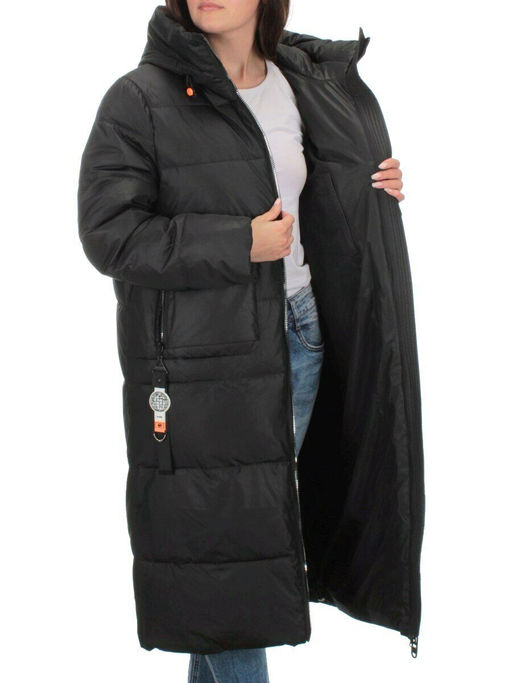 H-2209 BLACK Пальто зимнее женское (200 гр .холлофайбер) - Фабричный китай фото 6
