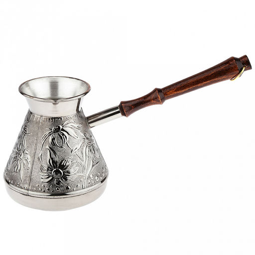 Турка медная 850мл "Ромашка", д12см, h13см, s0,8мм, деревянная ручка (Россия)